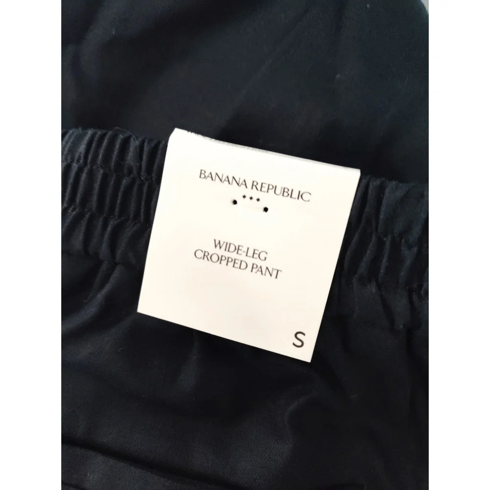 New Banana Republic Pants Size Small Linen Blend Cropped Flowy‎ Wide Leg Black